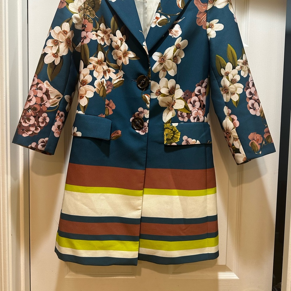 Floral Women's Blazer with Stripes